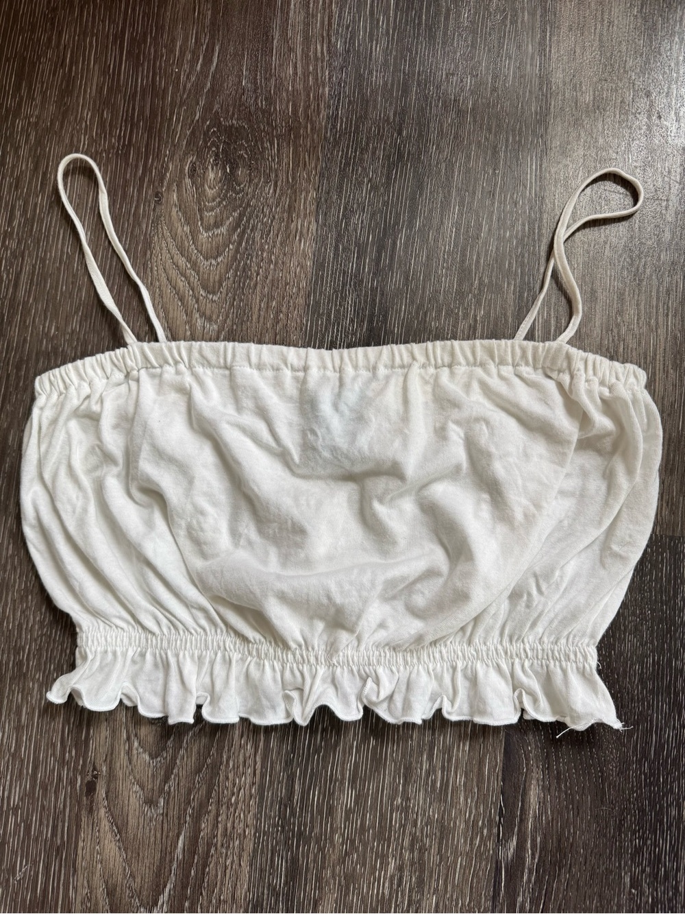 PacSun White Ruched Bandeau Crop Top